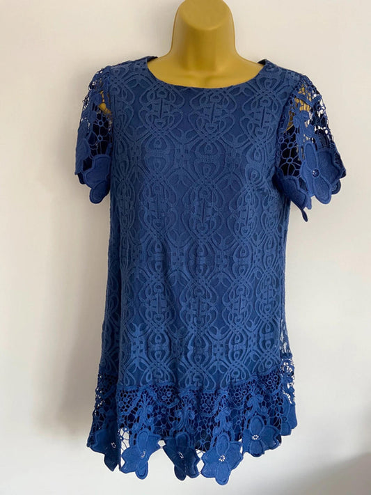 Mela London Blue Lace & Embroidered Dress – Size 12