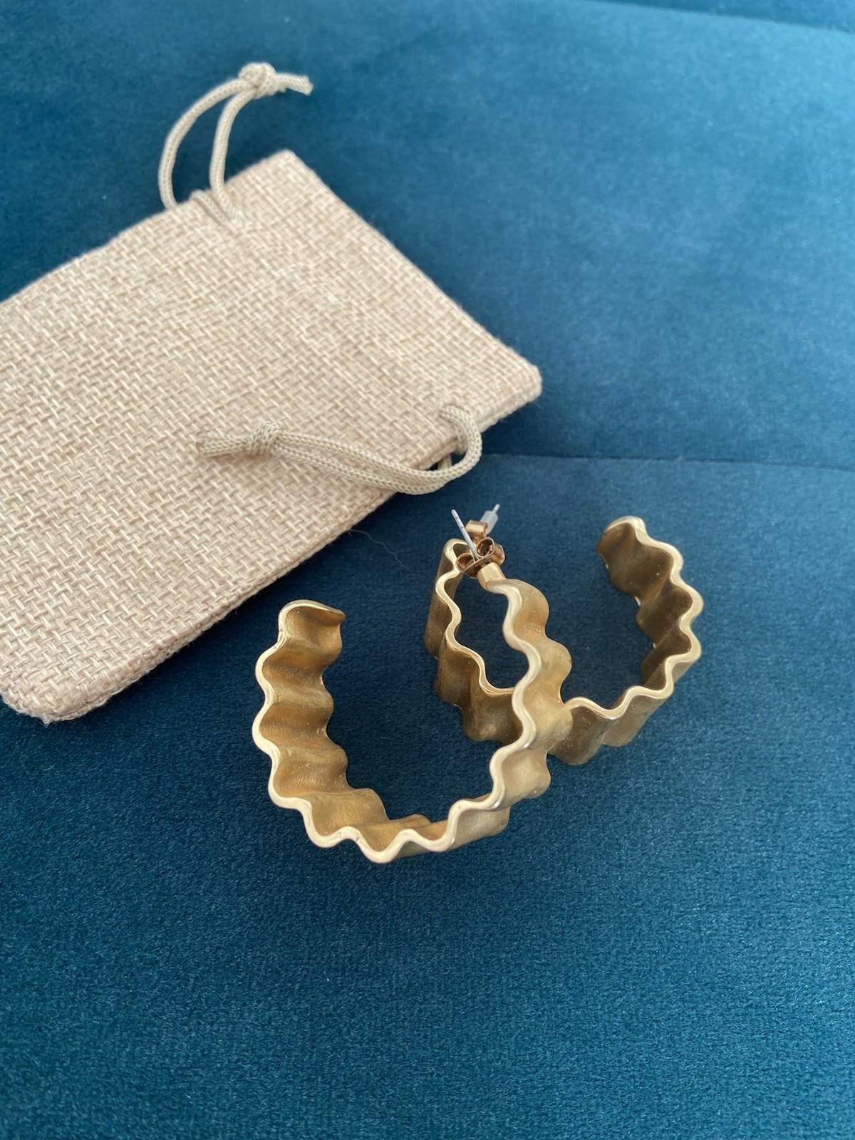 Gold-Plated Zig Zag Hoop Earrings – Statement, Boho, Festival, Party Style