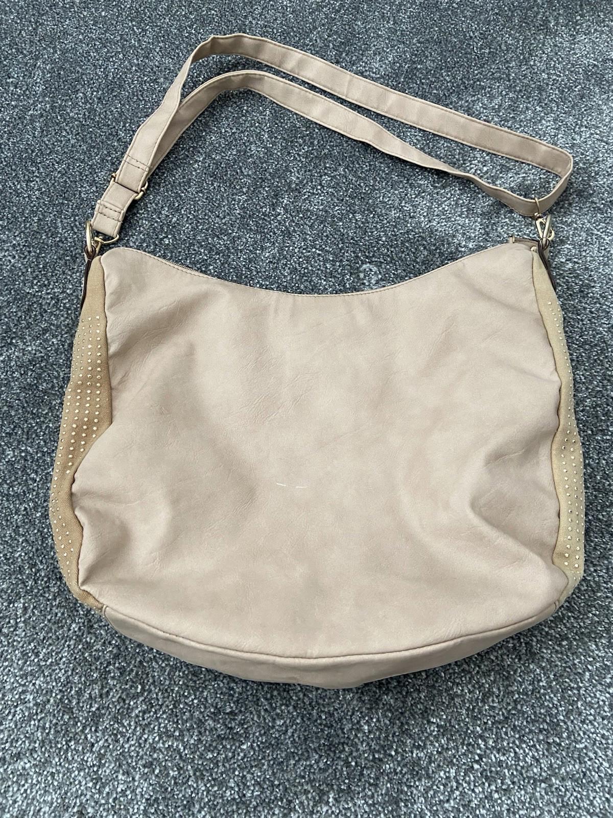 New Look Cream Handbag bag With Gold Stud Details Large Compartment