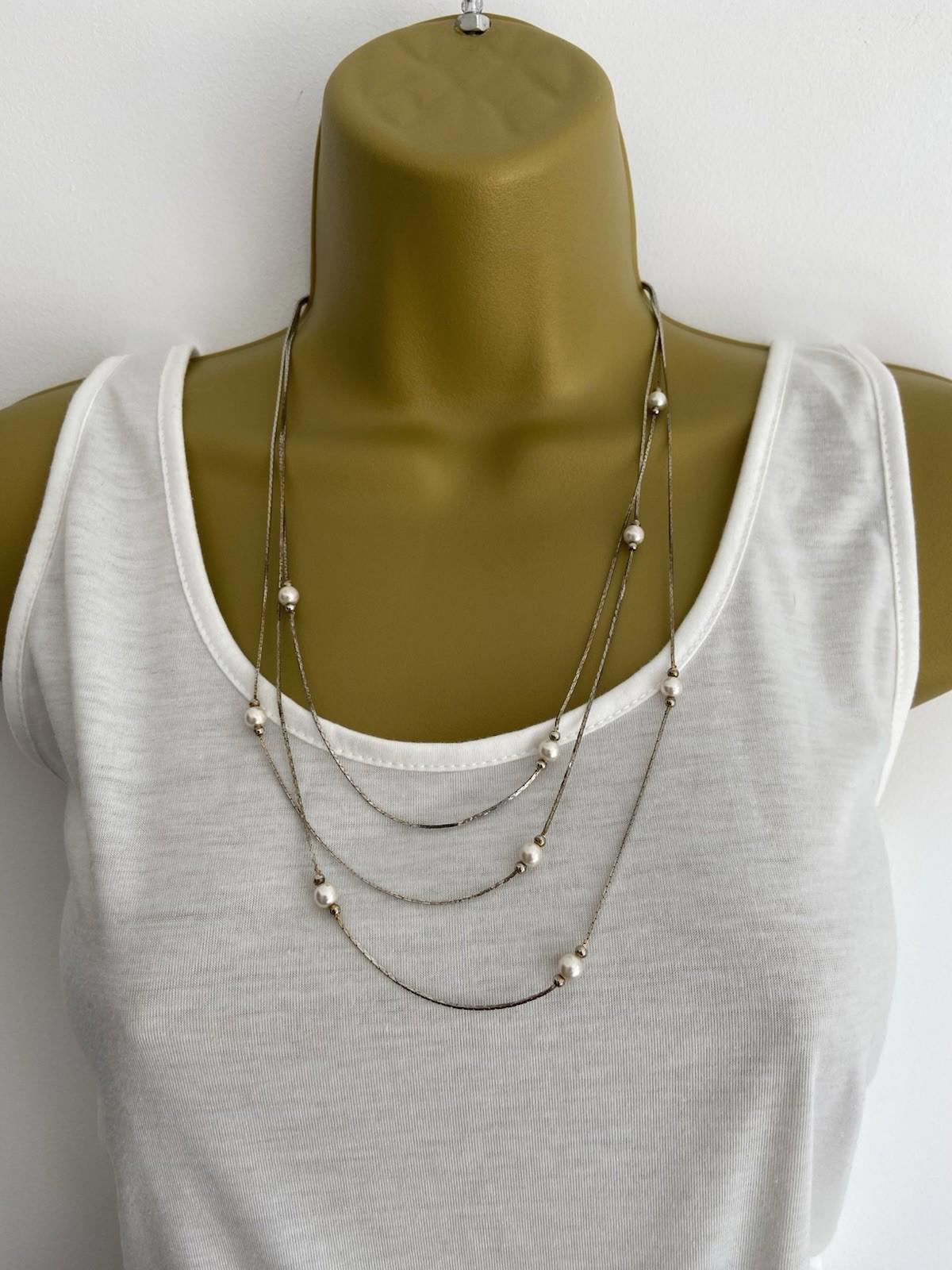 Silver Tone Multi-Strand Bauble Statement Necklace Costume Jewellery