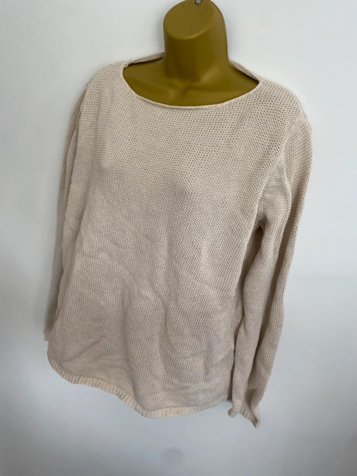 East Coast Ladies Lightweight Cotton Knit Sweater - Beige, Size 26