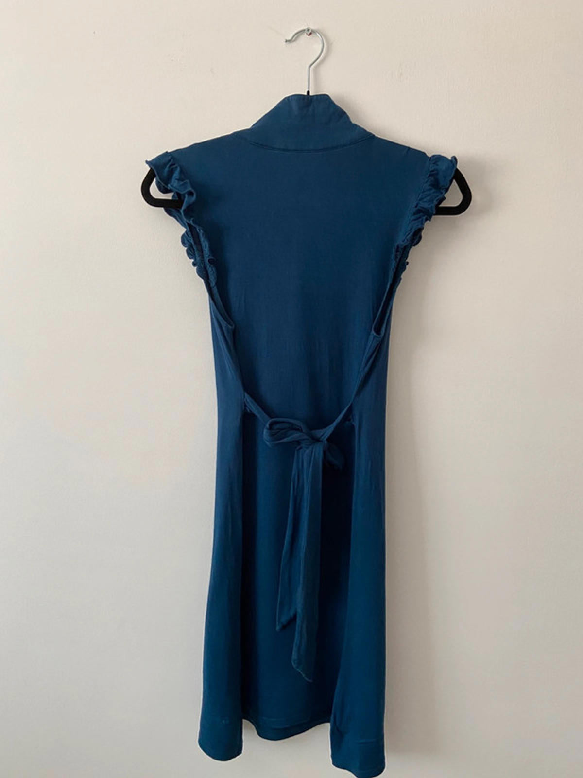 Ladies Navy Blue Dress Ruffle Tie size Small