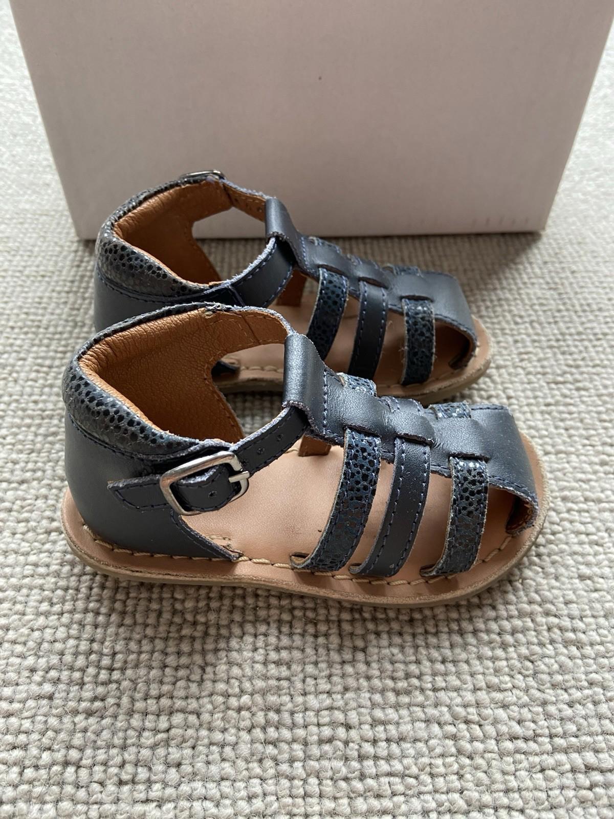 La Redoute RR Girls’ Brown & Blue Leather Spotty Sandals – Size 22 – With Box