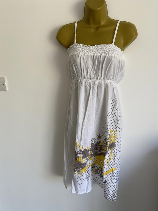 Animal Girls Summer Dress Age 15–16 – White with Tree Appliqué