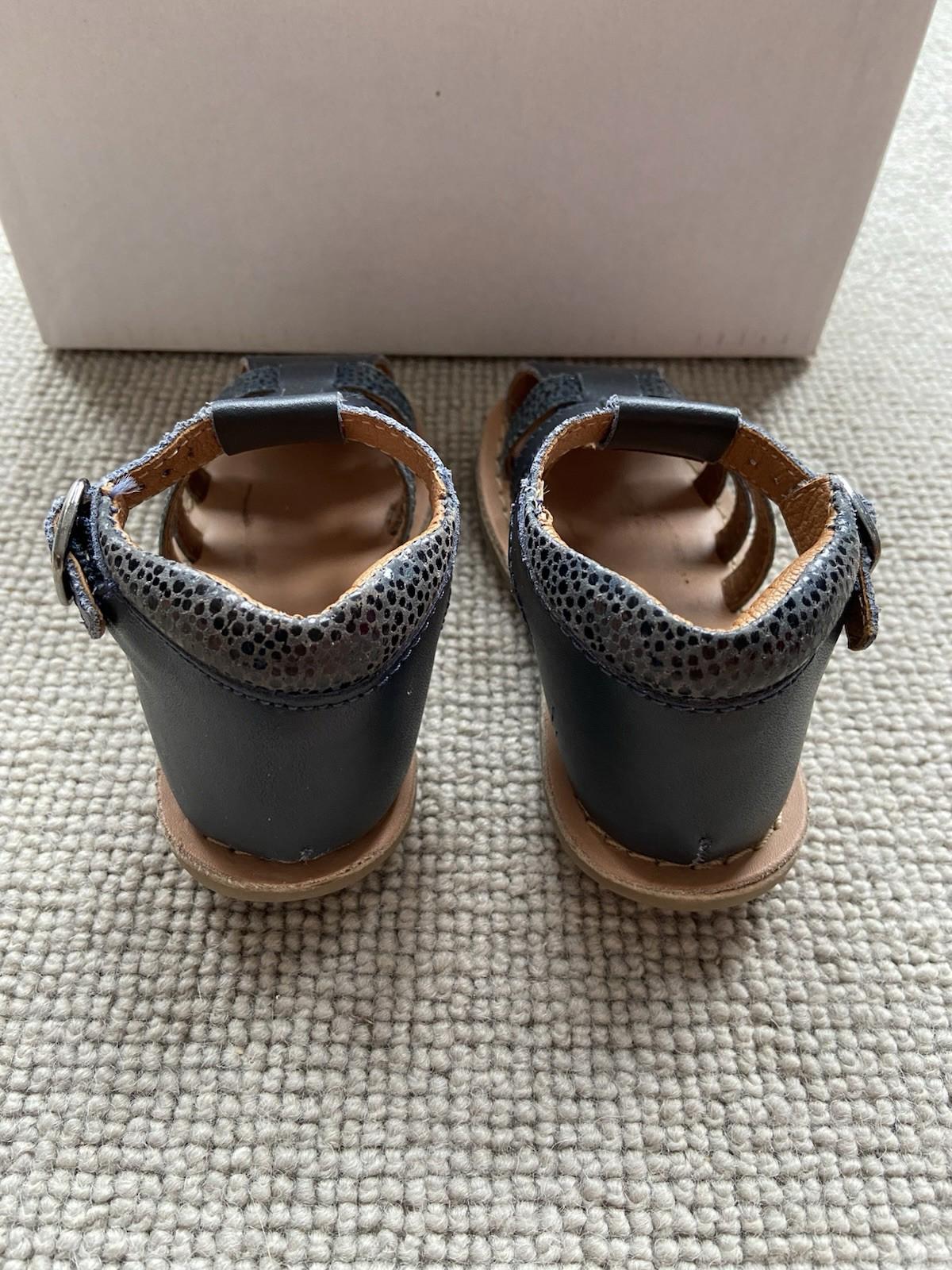 La Redoute RR Girls’ Brown & Blue Leather Spotty Sandals – Size 22 – With Box