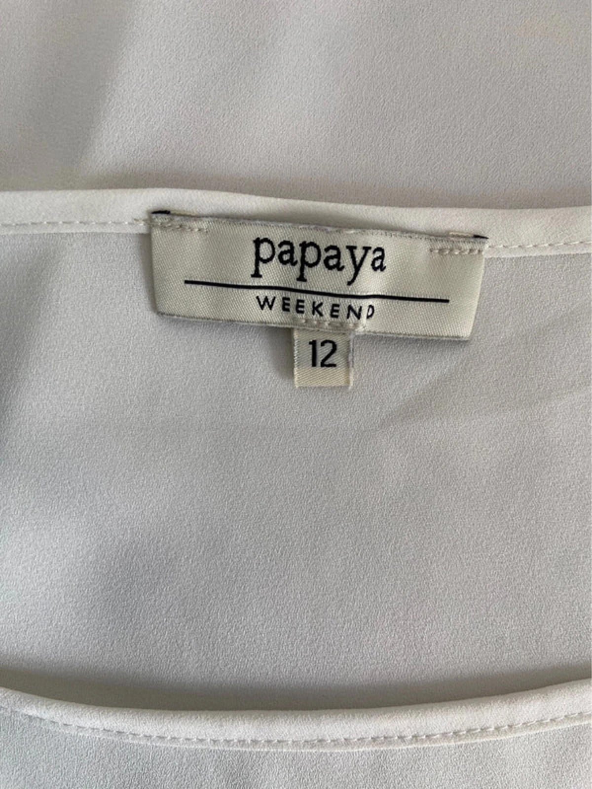 Papaya Weekend (Matalan) Cream Blouse – Size 12 – High-Low Hem, 100% Polyester