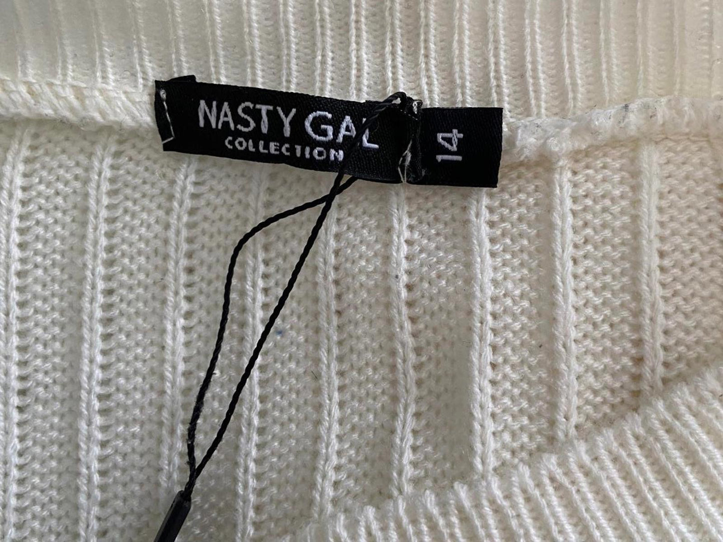 Nasty Gal Ladies Cream Lightweight Ribbed Sweater - Size 14, BNWOT