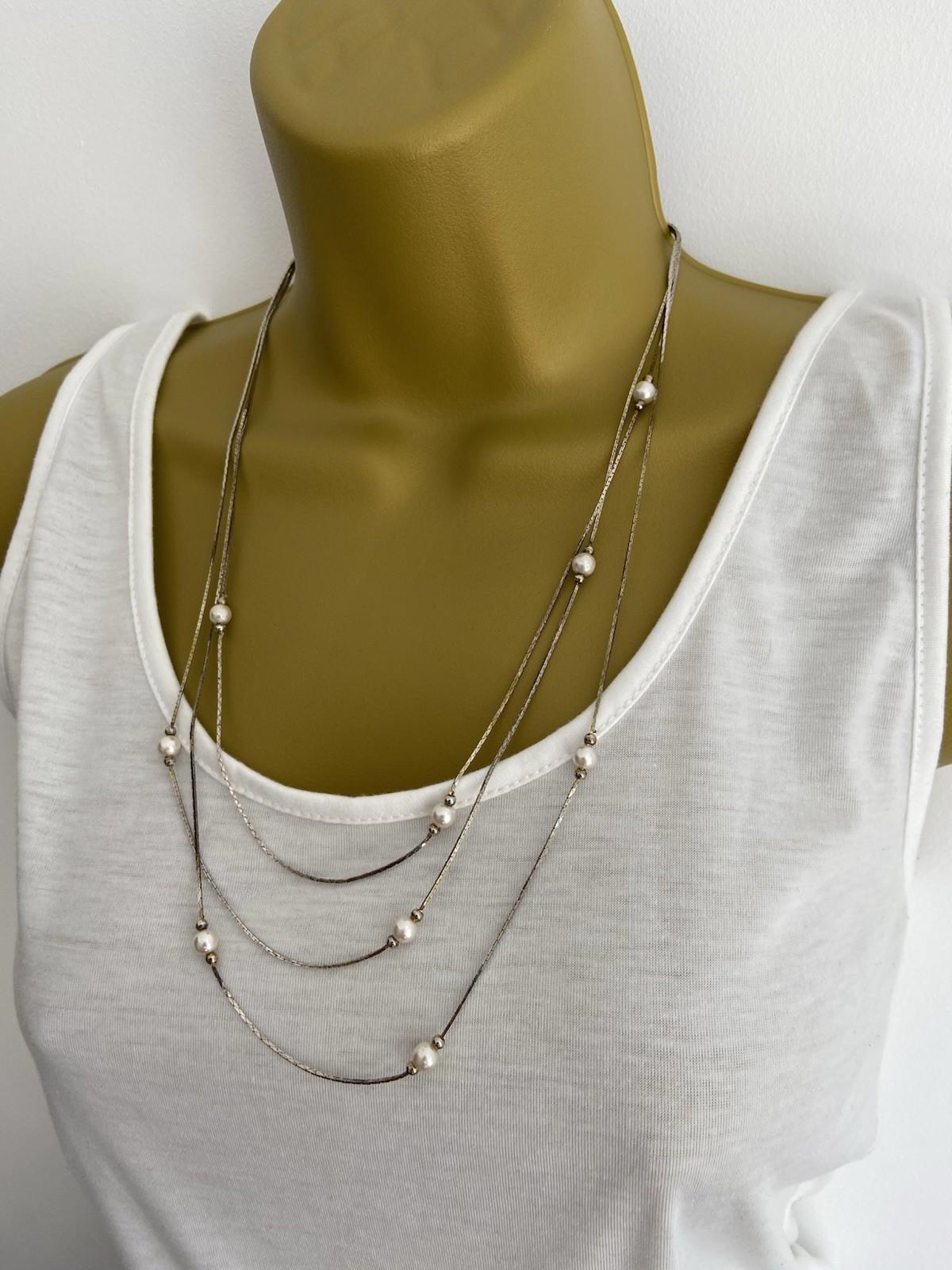 Silver Tone Multi-Strand Bauble Statement Necklace Costume Jewellery