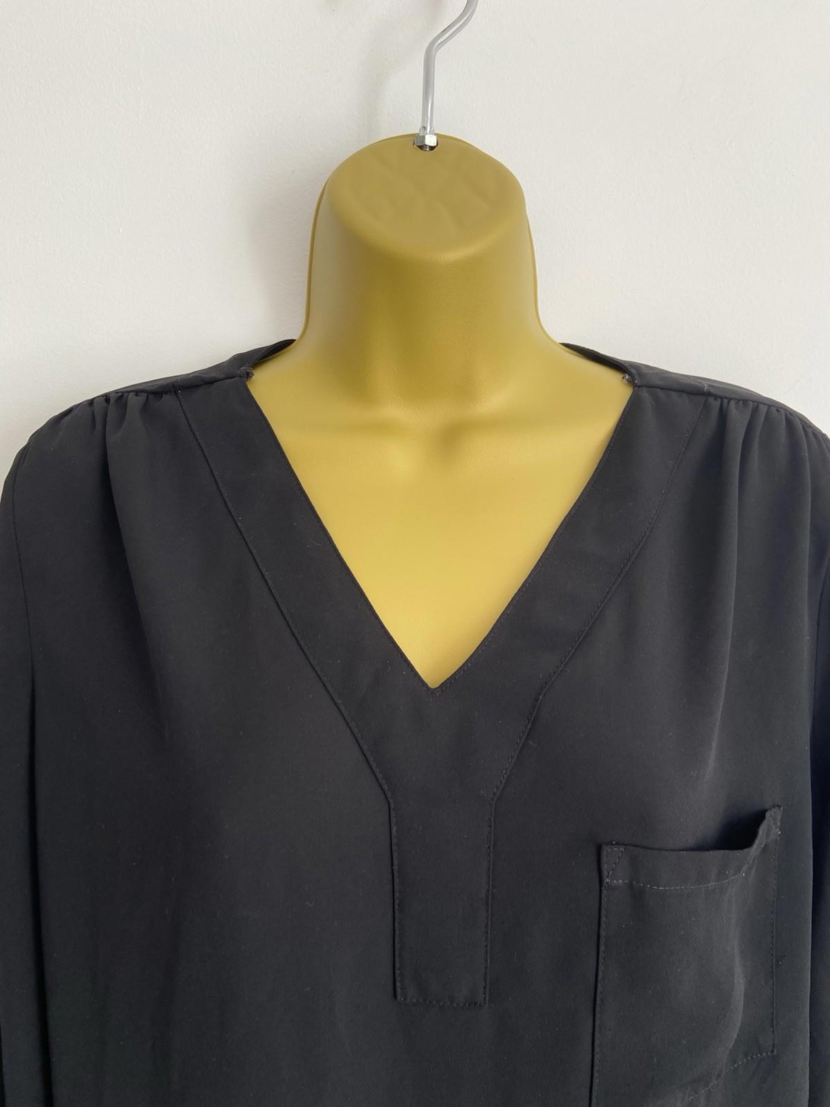 Papaya Weekend Black Sheer Blouse – Size Small – Adjustable Sleeves – Everyday