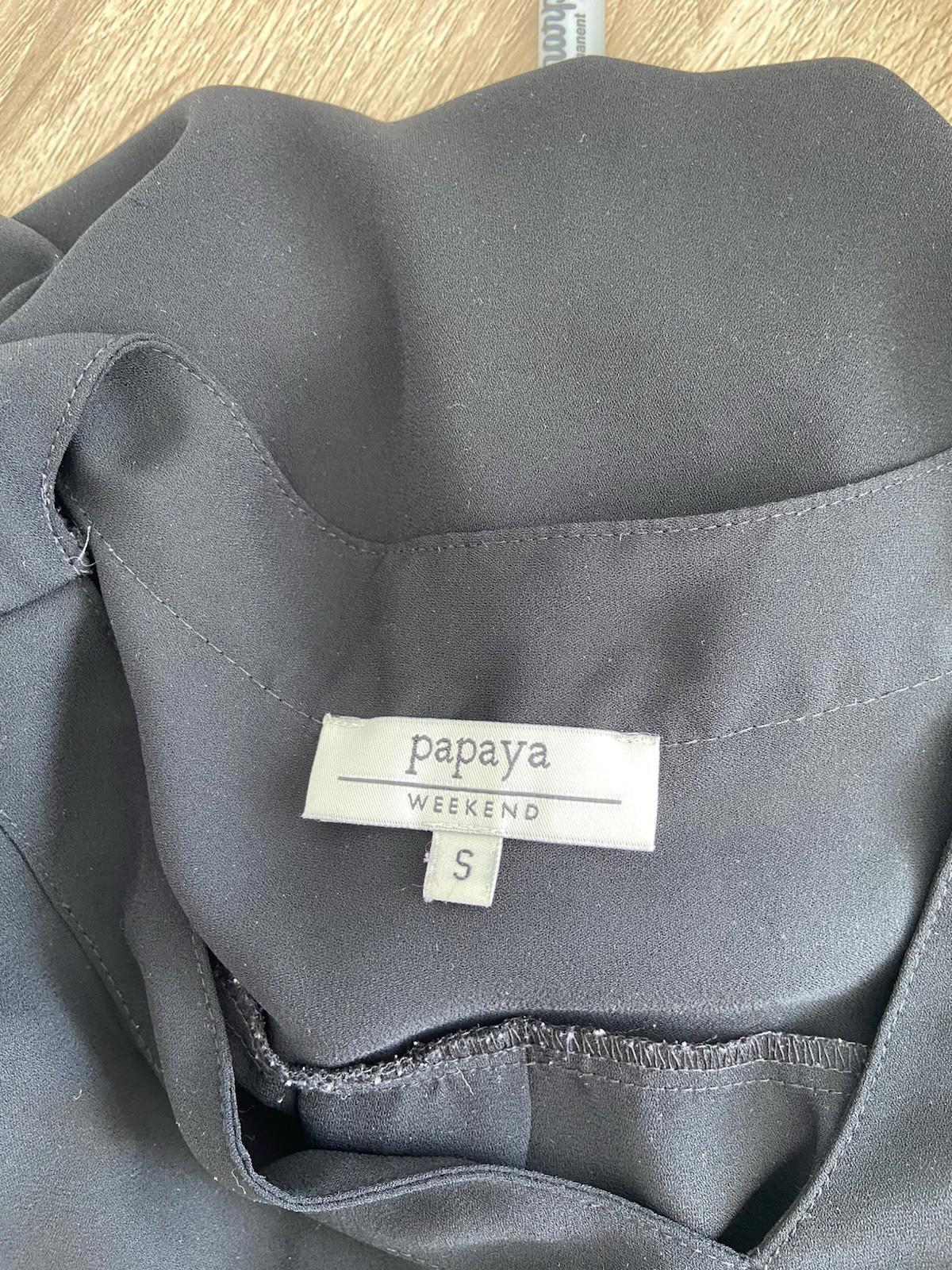 Papaya Weekend Black Sheer Blouse – Size Small – Adjustable Sleeves – Everyday