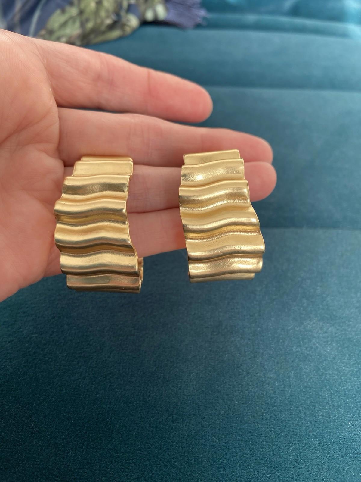 Gold-Plated Zig Zag Hoop Earrings – Statement, Boho, Festival, Party Style