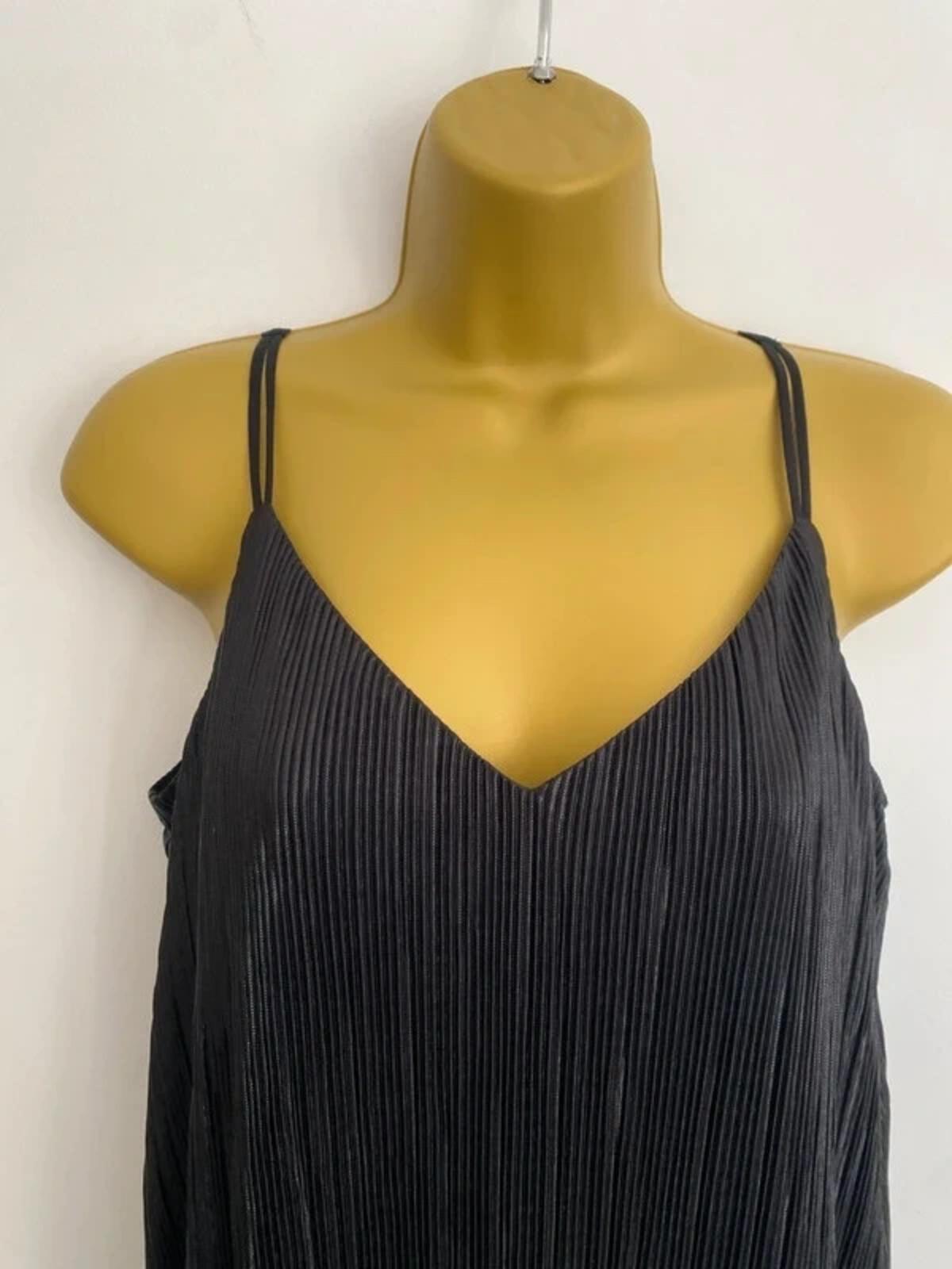 George Black Crinkle Plisse Cami Top - Size 8 - Adjustable Straps