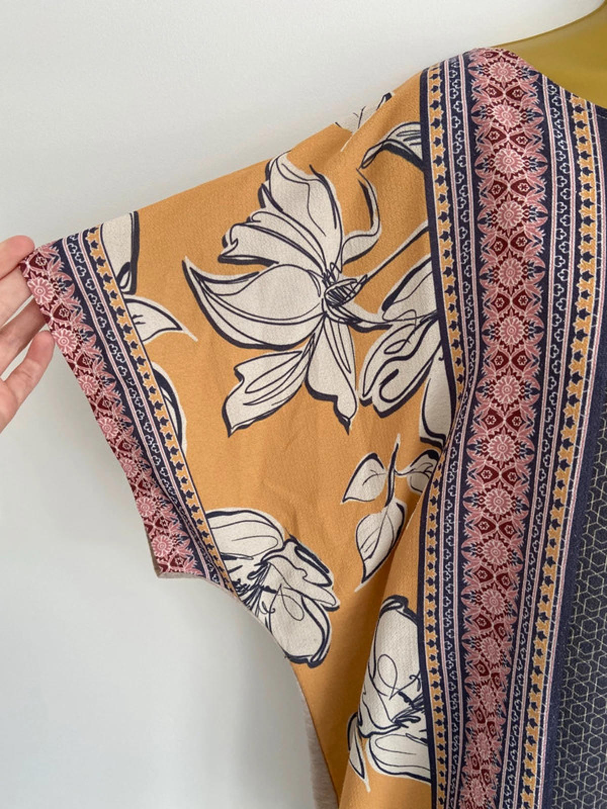 Bonmarché Moroccan Print Blouse  Size 18 – Mustard Yellow & Blue, Pre-Loved