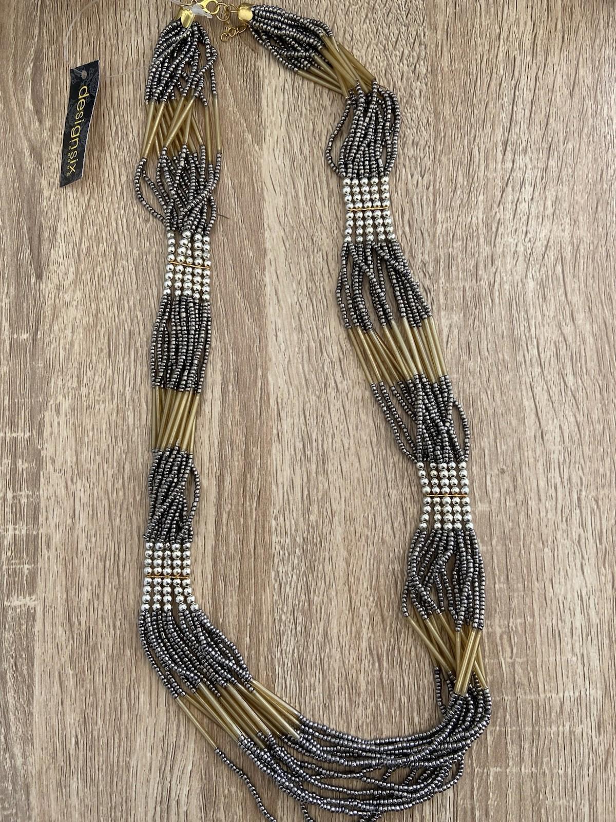 DesignSix London Beaded Necklace – Brown & Gold Holiday