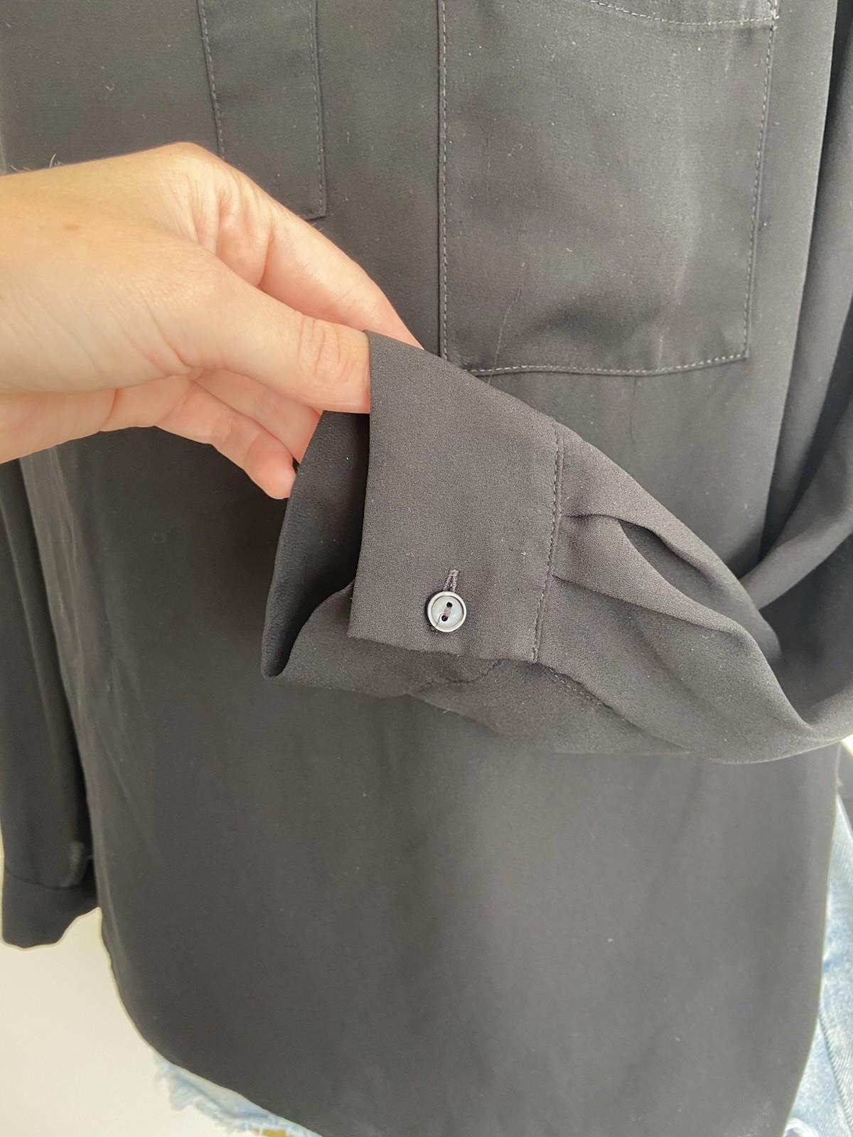 Papaya Weekend Black Sheer Blouse – Size Small – Adjustable Sleeves – Everyday