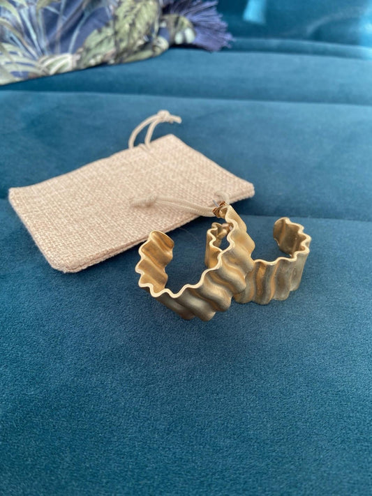 Gold-Plated Zig Zag Hoop Earrings – Statement, Boho, Festival, Party Style