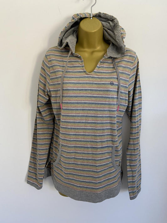 Moshulu Women’s Striped Lightweight Hoodie Kangaroo Pocket Size S 8-10
