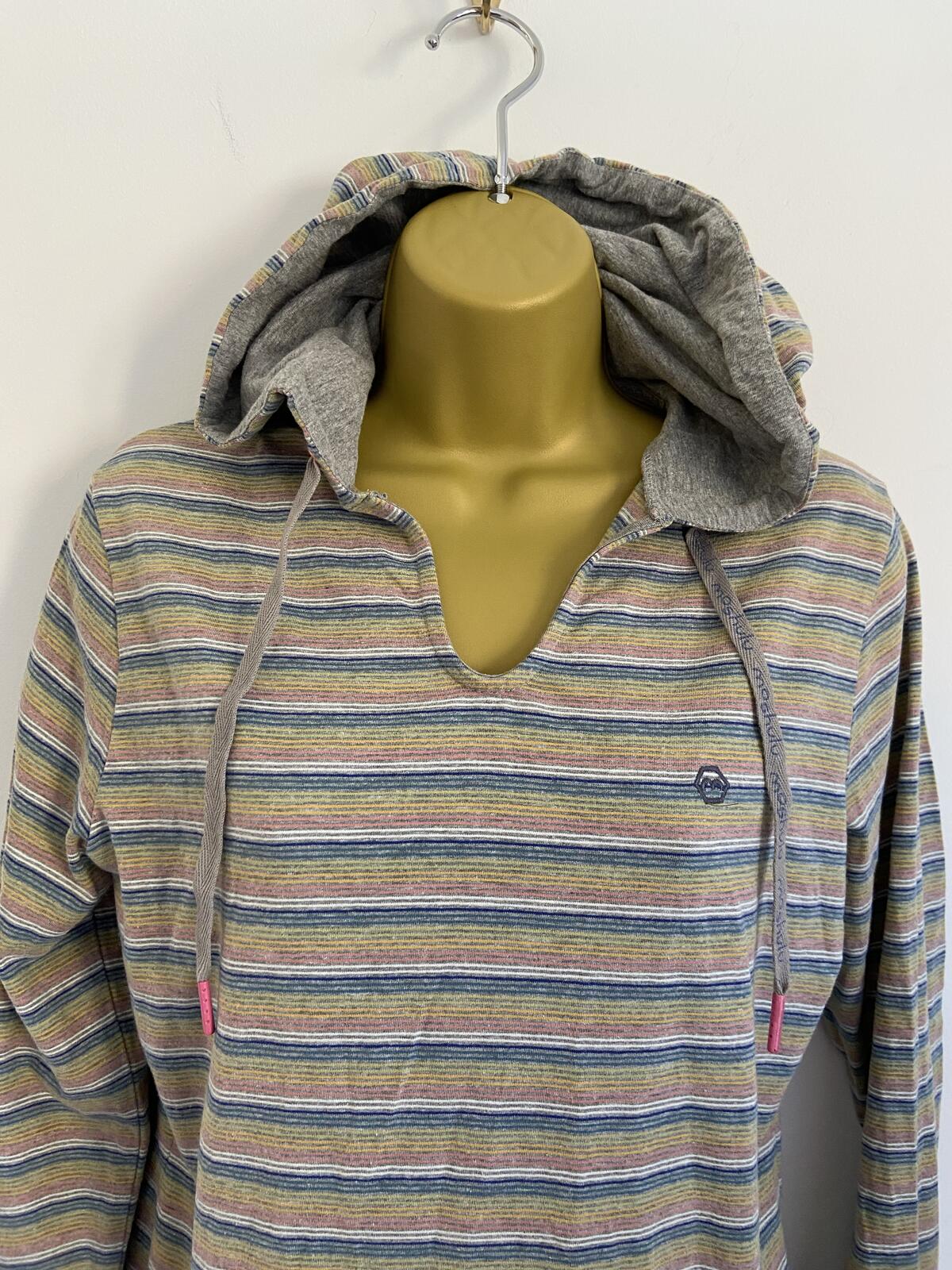 Moshulu Women’s Striped Lightweight Hoodie Kangaroo Pocket Size S 8-10