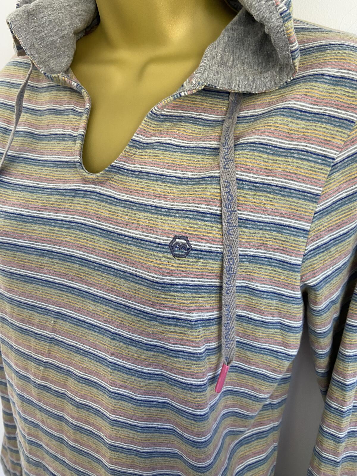 Moshulu Women’s Striped Lightweight Hoodie Kangaroo Pocket Size S 8-10