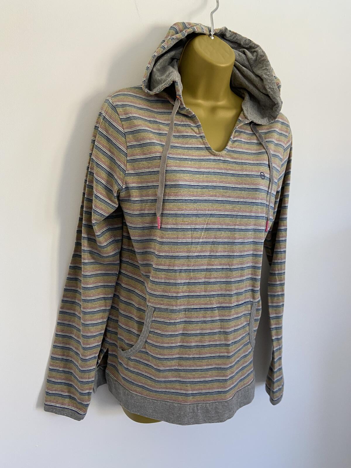 Moshulu Women’s Striped Lightweight Hoodie Kangaroo Pocket Size S 8-10