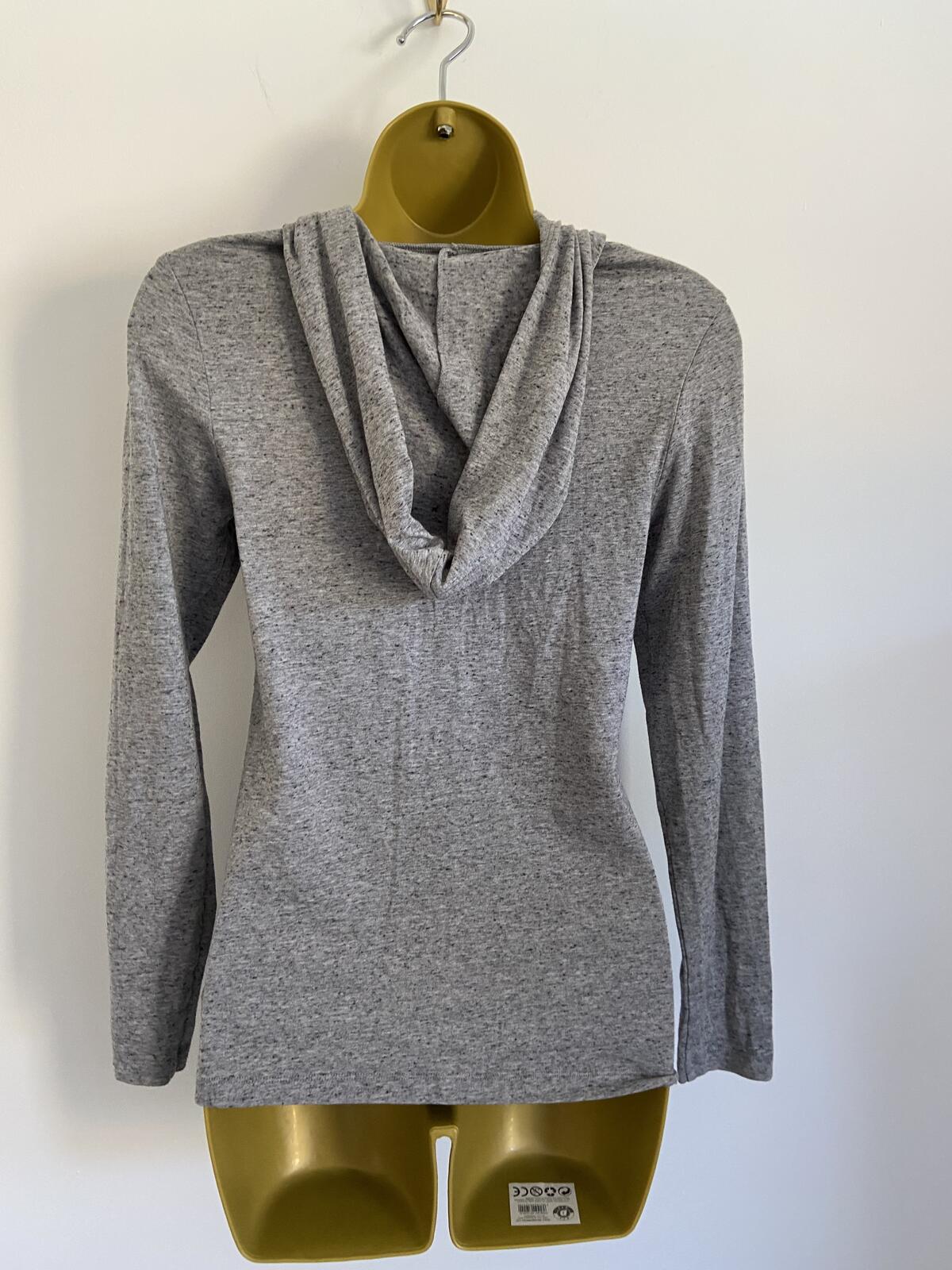 M&S Women’s Grey Marl Lightweight Thin Knit Hoodie Size 14 Small