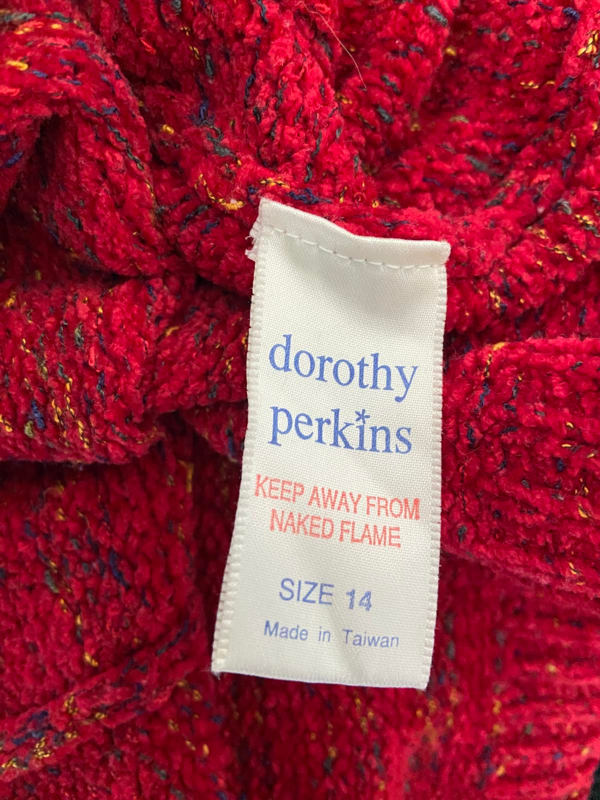 Dorothy Perkins Lightweight Short Sleeve Sweater - Red Knit, Size 14 Festive