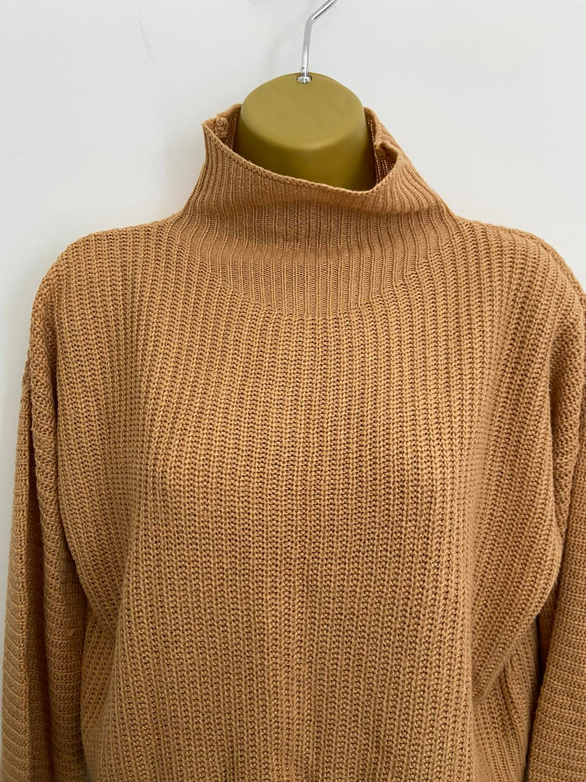 Wednesday Girls XSmall Knit Jumper - Beige & Orange Acrylic Sweater Jumper