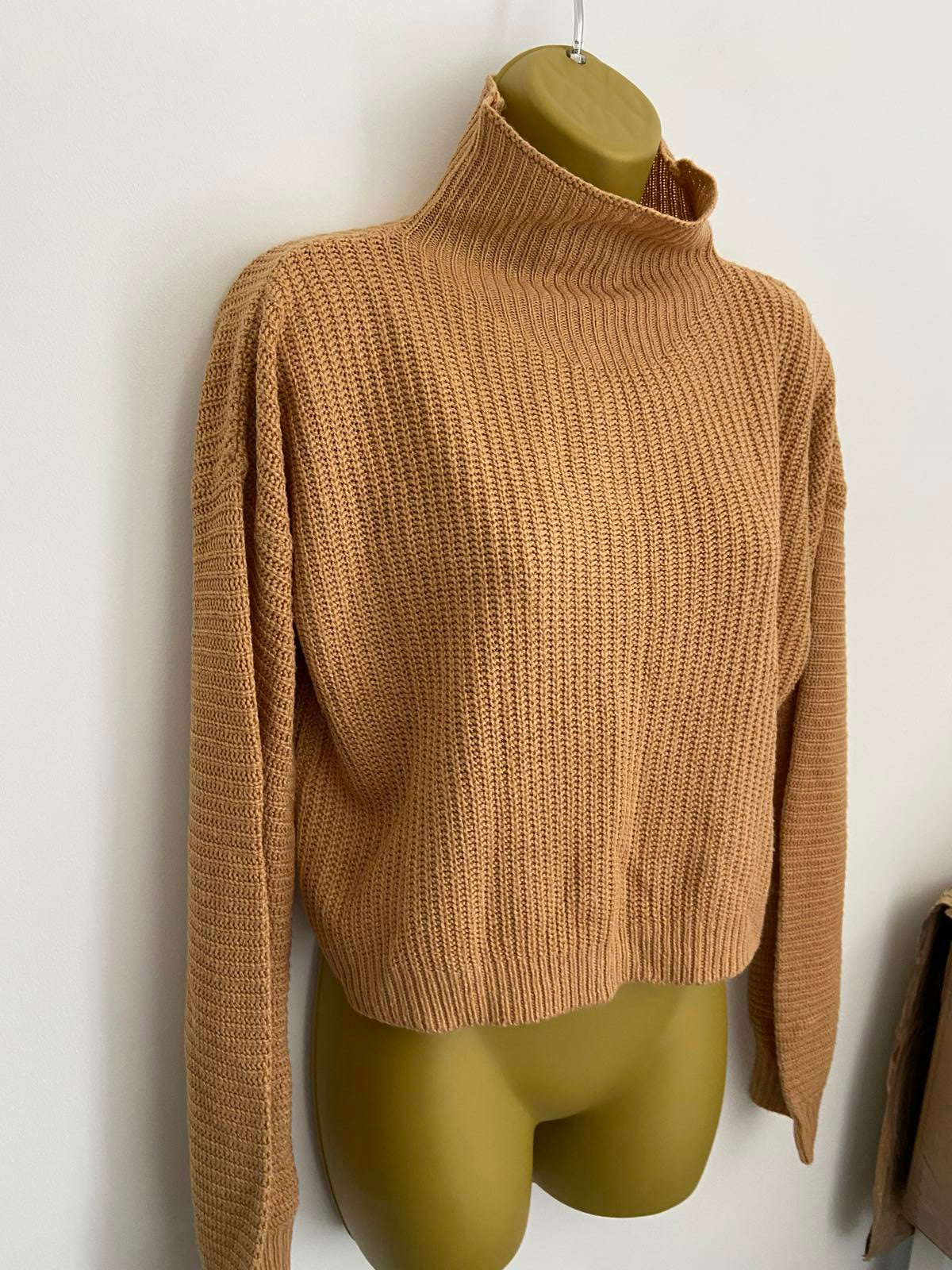 Wednesday Girls XSmall Knit Jumper - Beige & Orange Acrylic Sweater Jumper