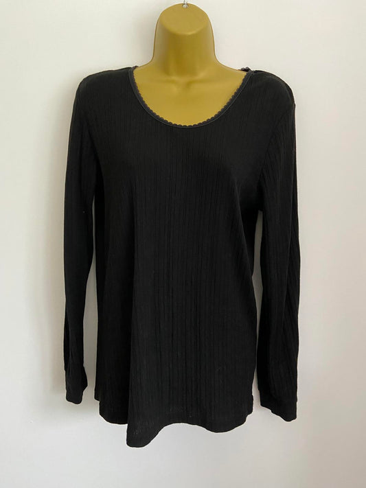 Secret Possessions Size 18-20 Black Thermal Long Sleeve Top XL Viscose Blend