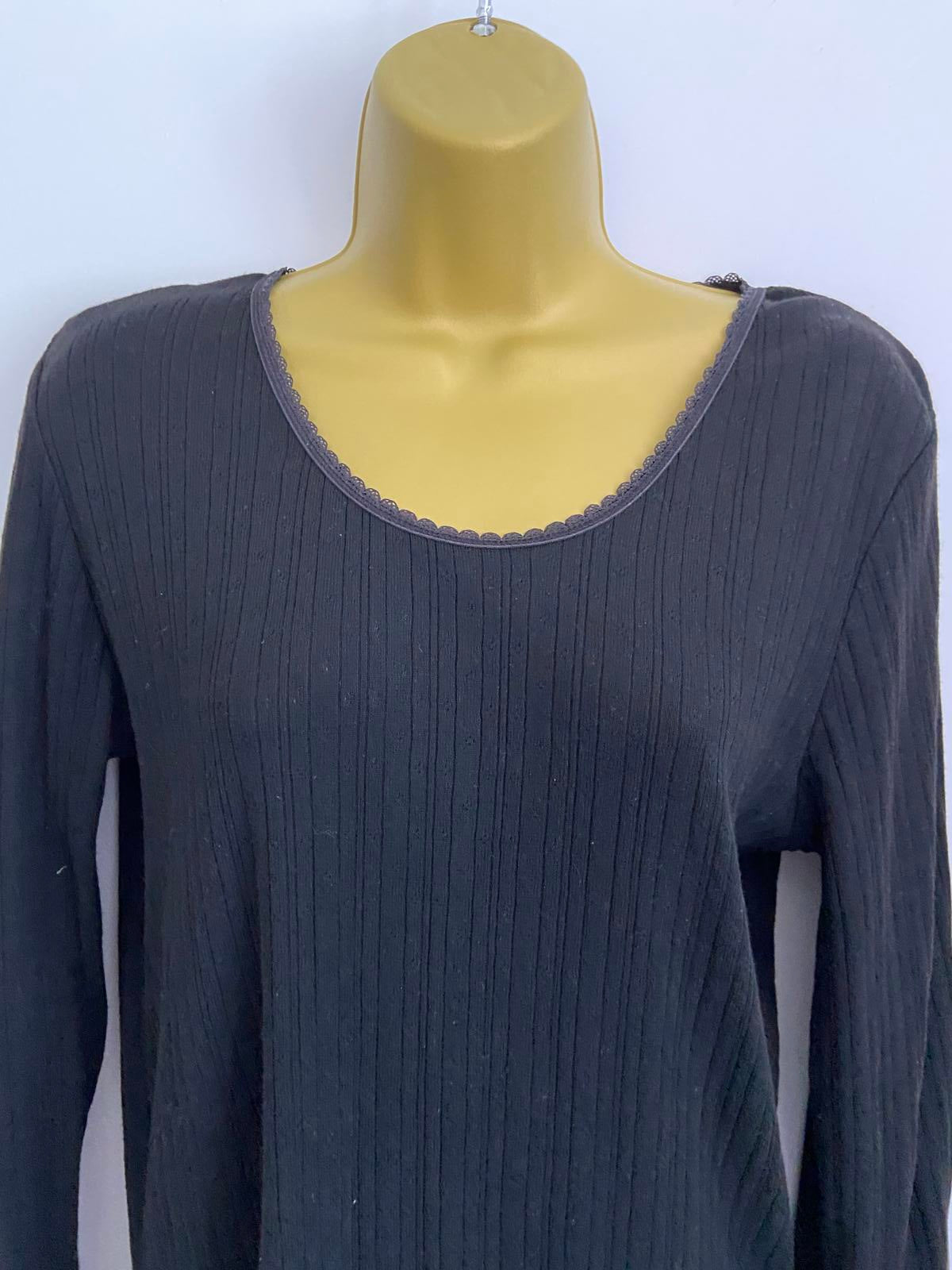 Secret Possessions Size 18-20 Black Thermal Long Sleeve Top XL Viscose Blend
