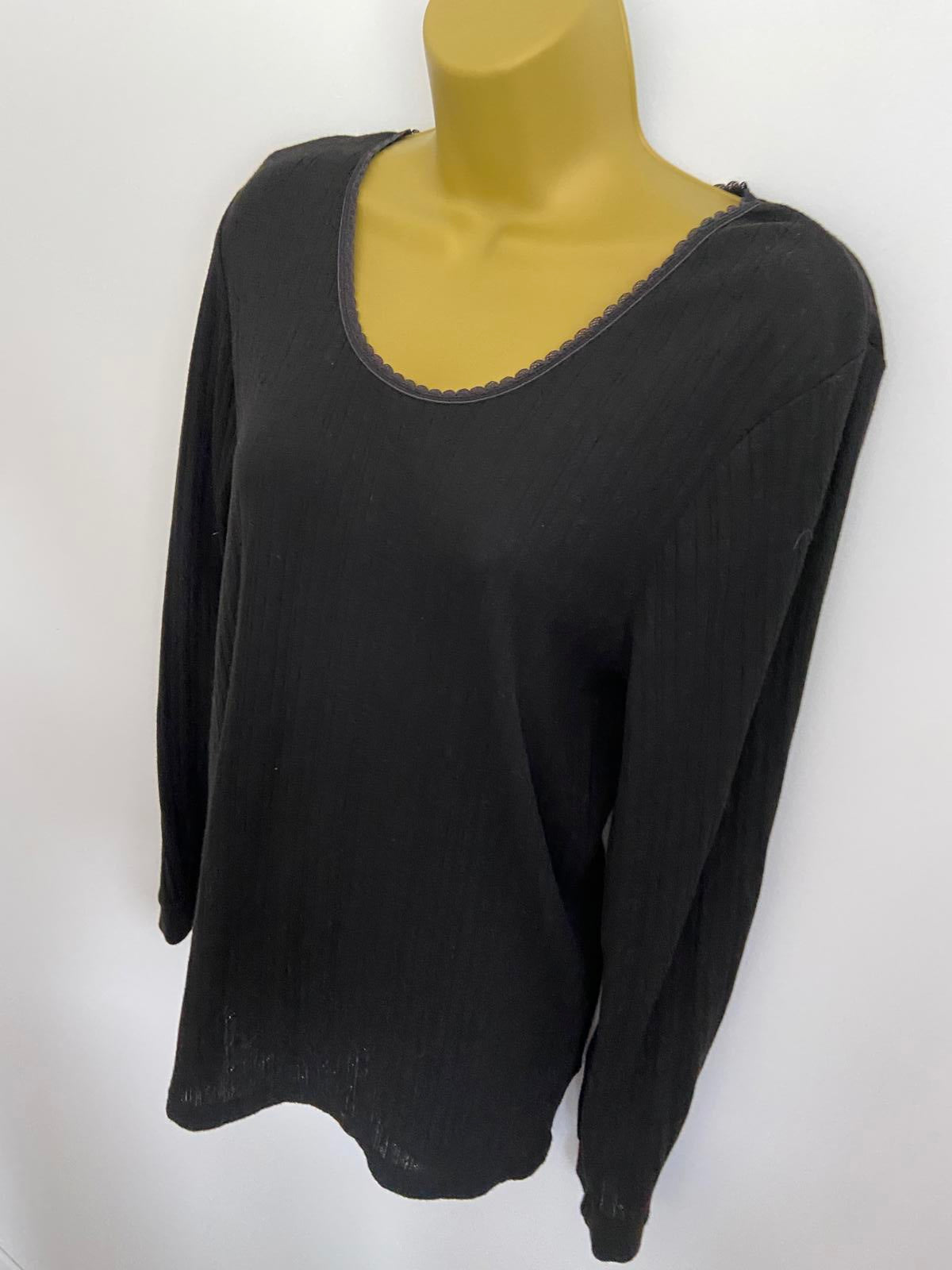 Secret Possessions Size 18-20 Black Thermal Long Sleeve Top XL Viscose Blend