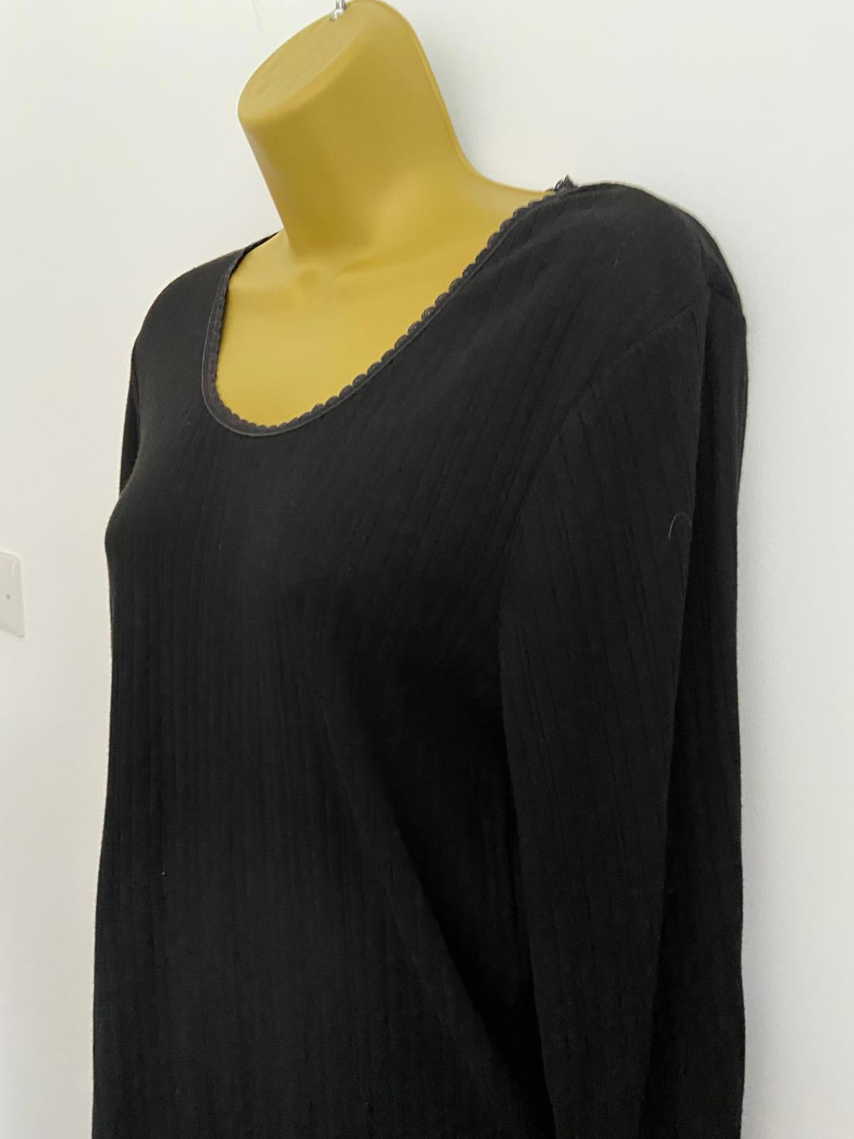 Secret Possessions Size 18-20 Black Thermal Long Sleeve Top XL Viscose Blend
