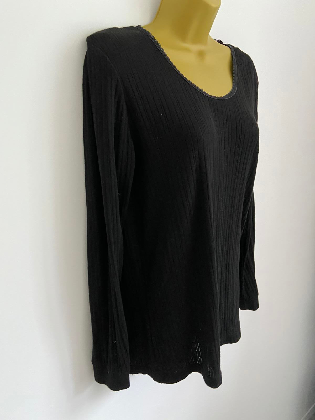 Secret Possessions Size 18-20 Black Thermal Long Sleeve Top XL Viscose Blend