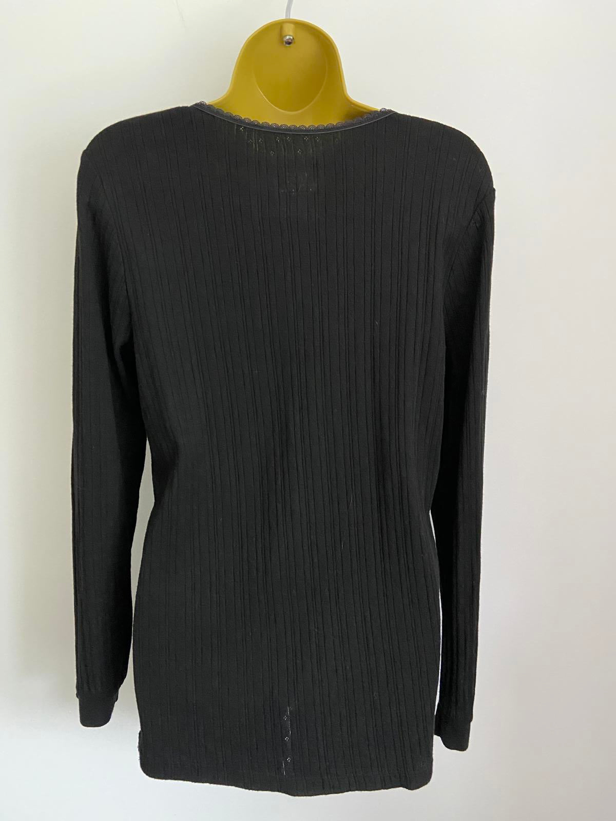 Secret Possessions Size 18-20 Black Thermal Long Sleeve Top XL Viscose Blend