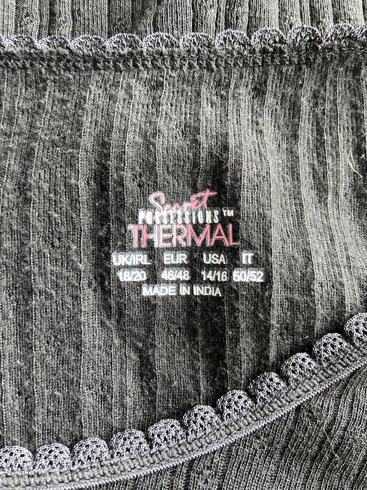 Secret Possessions Size 18-20 Black Thermal Long Sleeve Top XL Viscose Blend