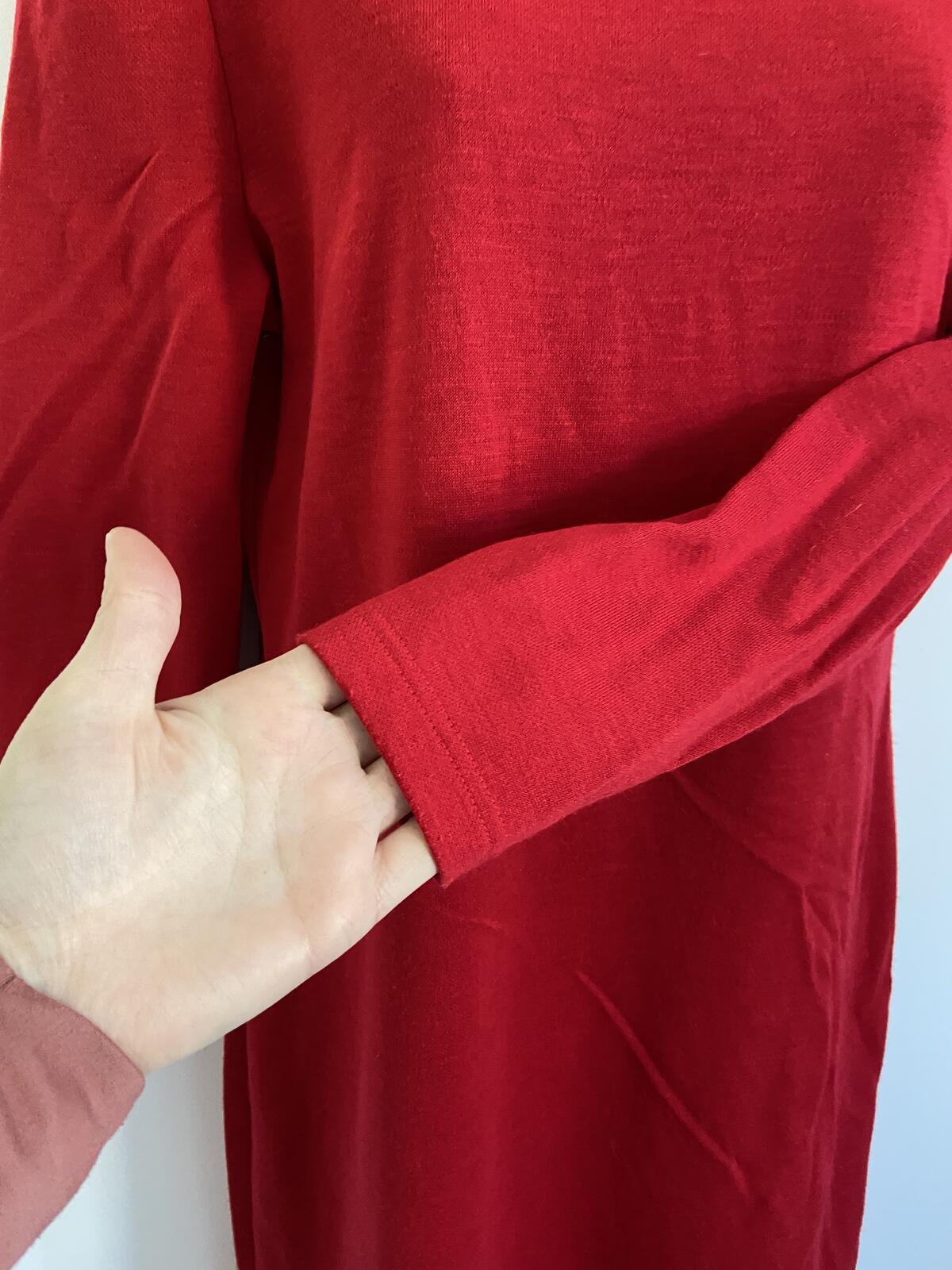 Vintage St Michael Red Long Sleeve Drop Pleated Dress Shoulder Pads Size 10