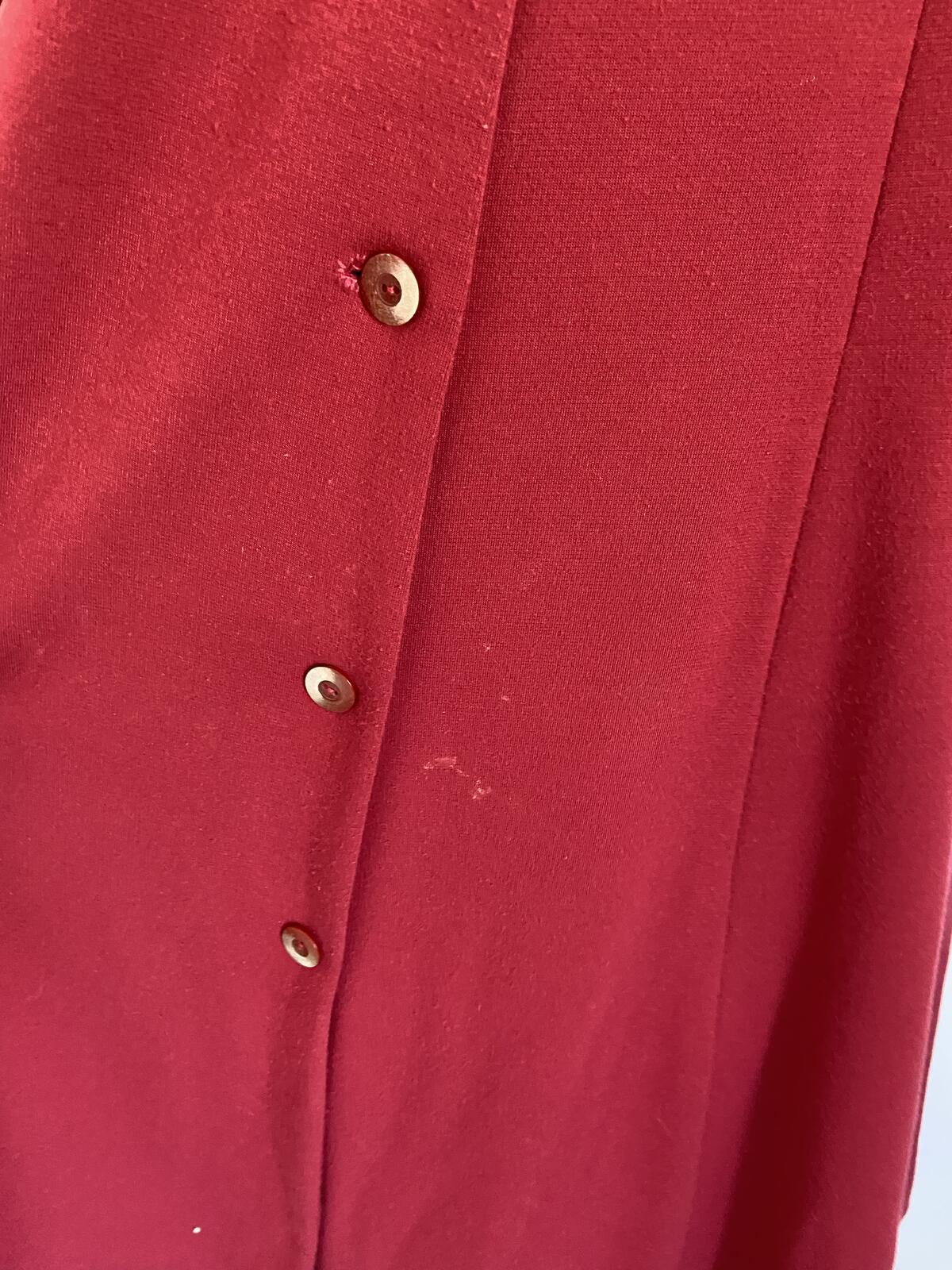 Vintage Style Handmade Dark Red Button-Front Midi Dress Approx Size 16
