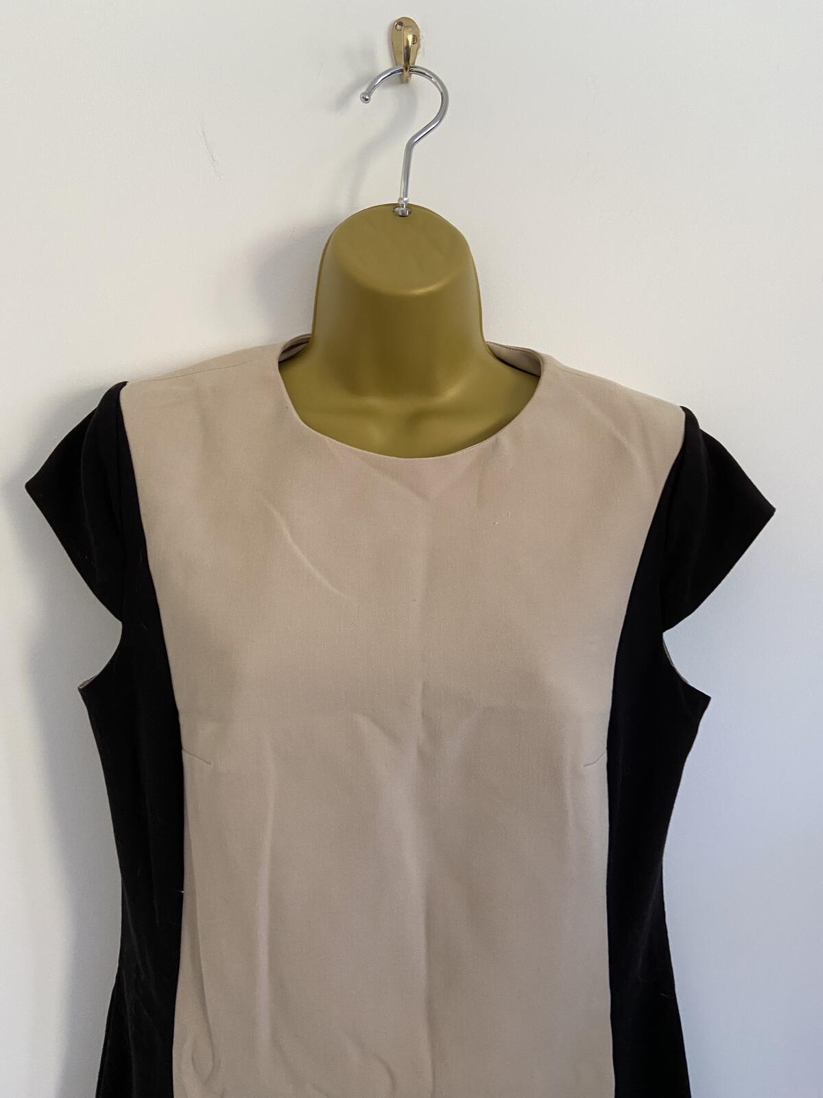 Warehouse Women’s Colour Block Shift Dress Cream & Black Size 12