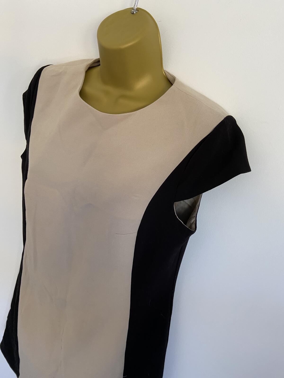 Warehouse Women’s Colour Block Shift Dress Cream & Black Size 12