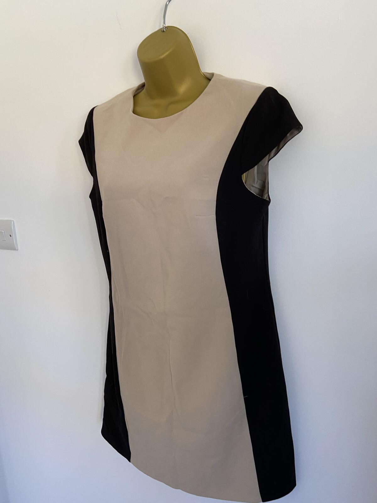 Warehouse Women’s Colour Block Shift Dress Cream & Black Size 12