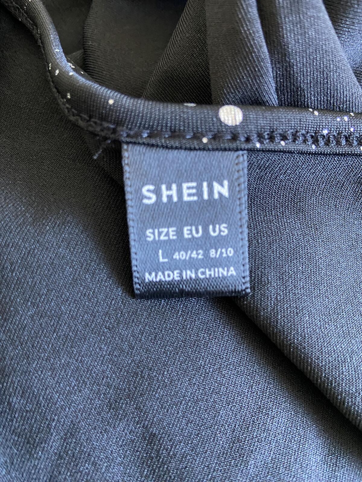 Shein Black & Silver Shimmer Wrap Front Maxi Dress Ruffle Detail Size Large