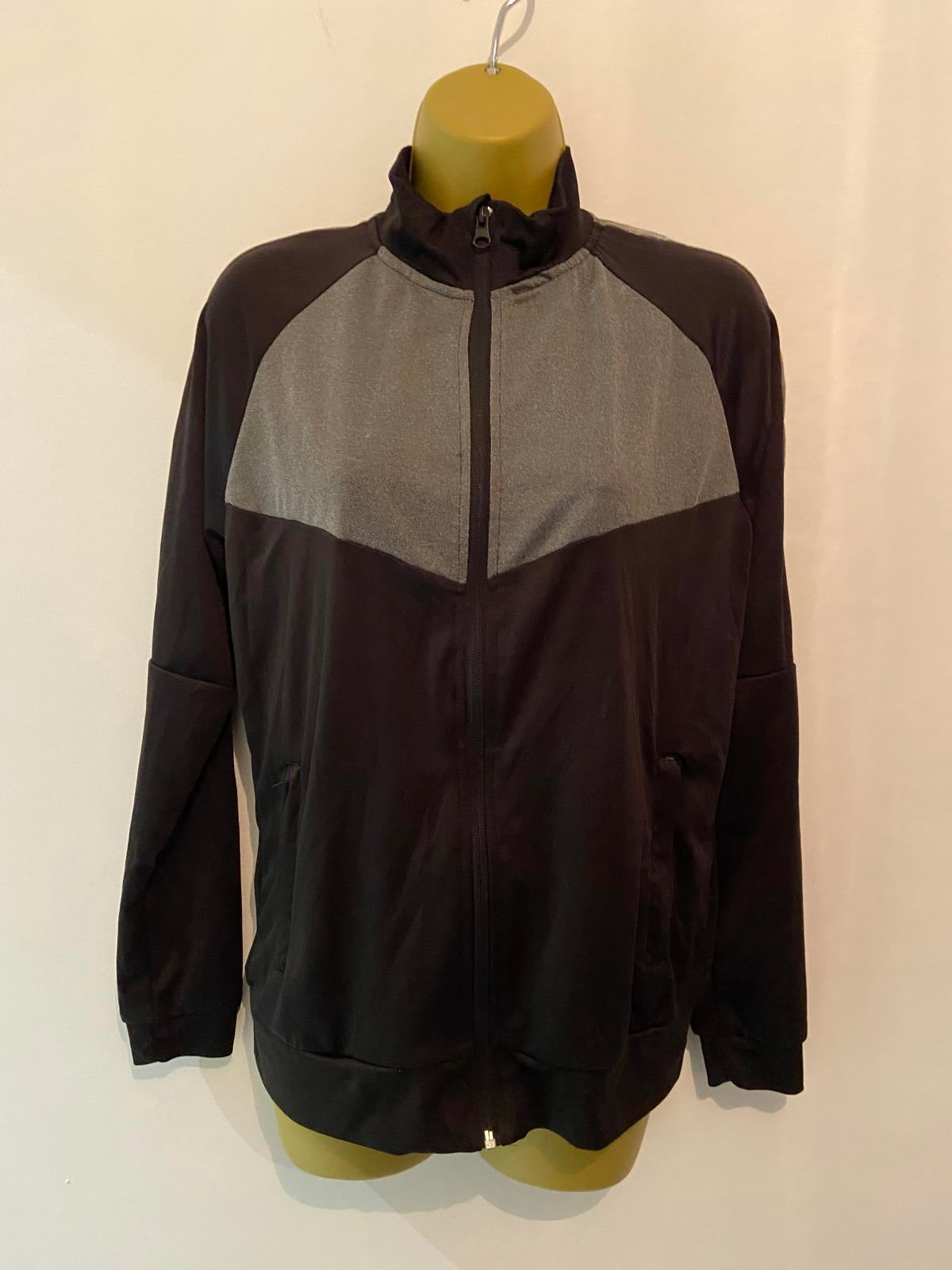 Primark Small Black & Grey Zip Up Workout Jacket Sports Fleece Track Top