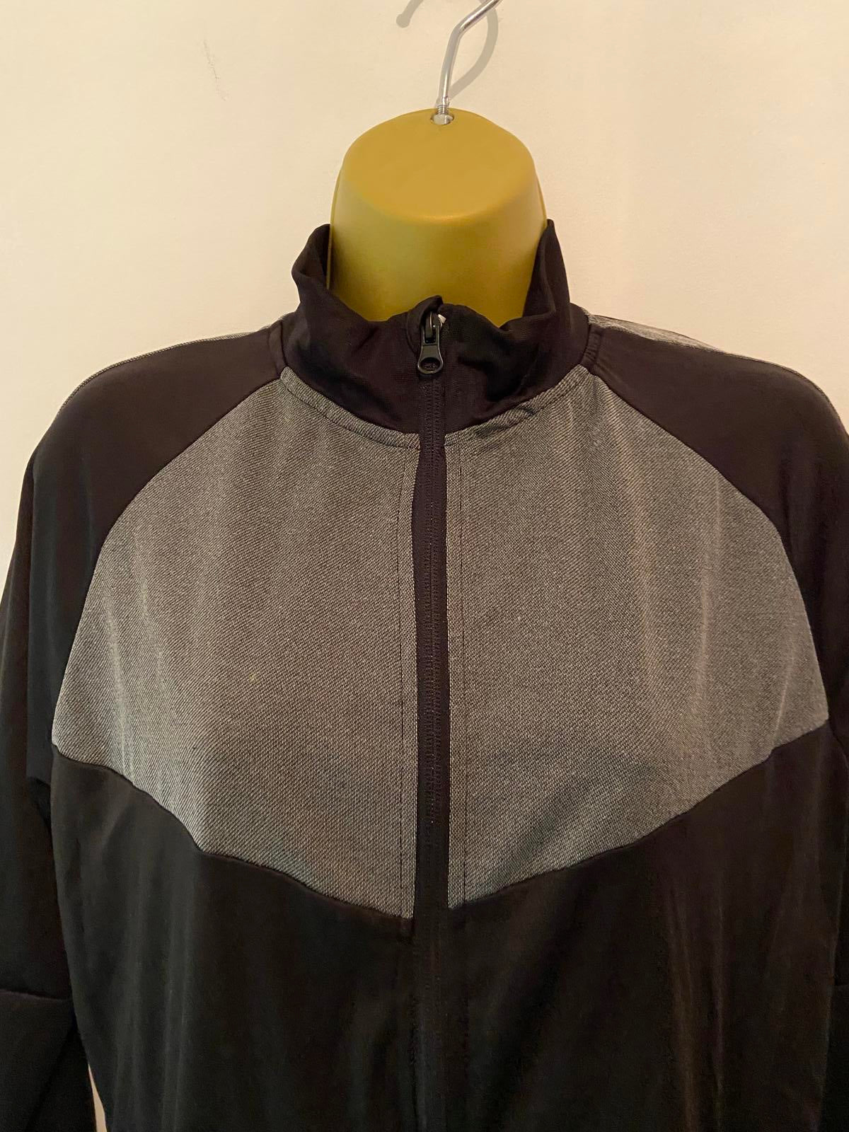Primark Small Black & Grey Zip Up Workout Jacket Sports Fleece Track Top