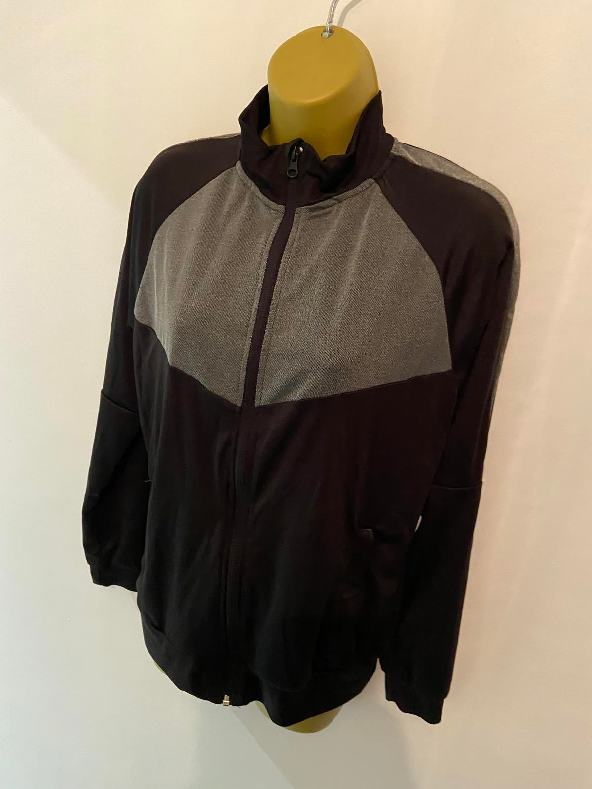 Primark Small Black & Grey Zip Up Workout Jacket Sports Fleece Track Top