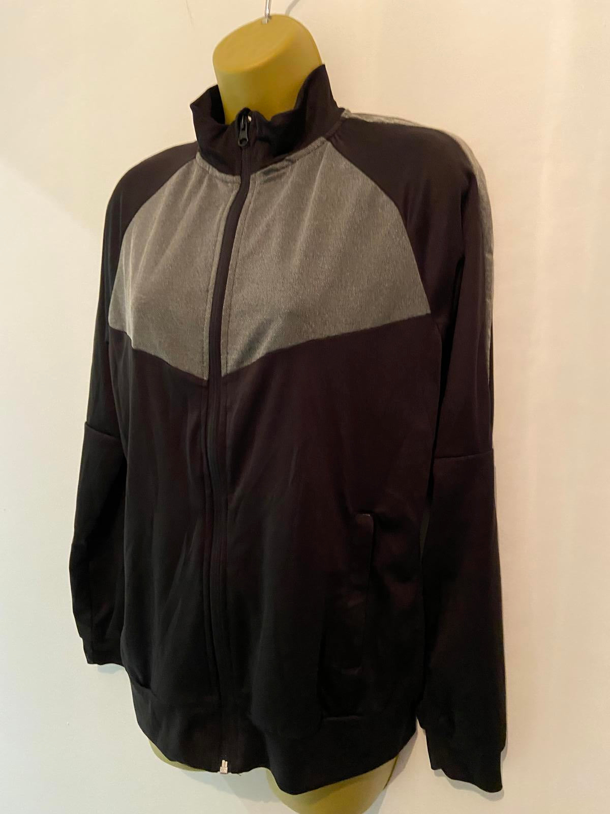 Primark Small Black & Grey Zip Up Workout Jacket Sports Fleece Track Top