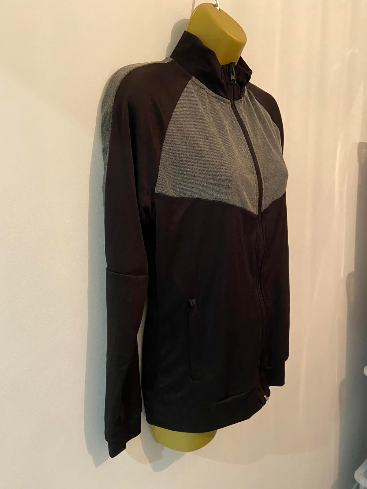 Primark Small Black & Grey Zip Up Workout Jacket Sports Fleece Track Top