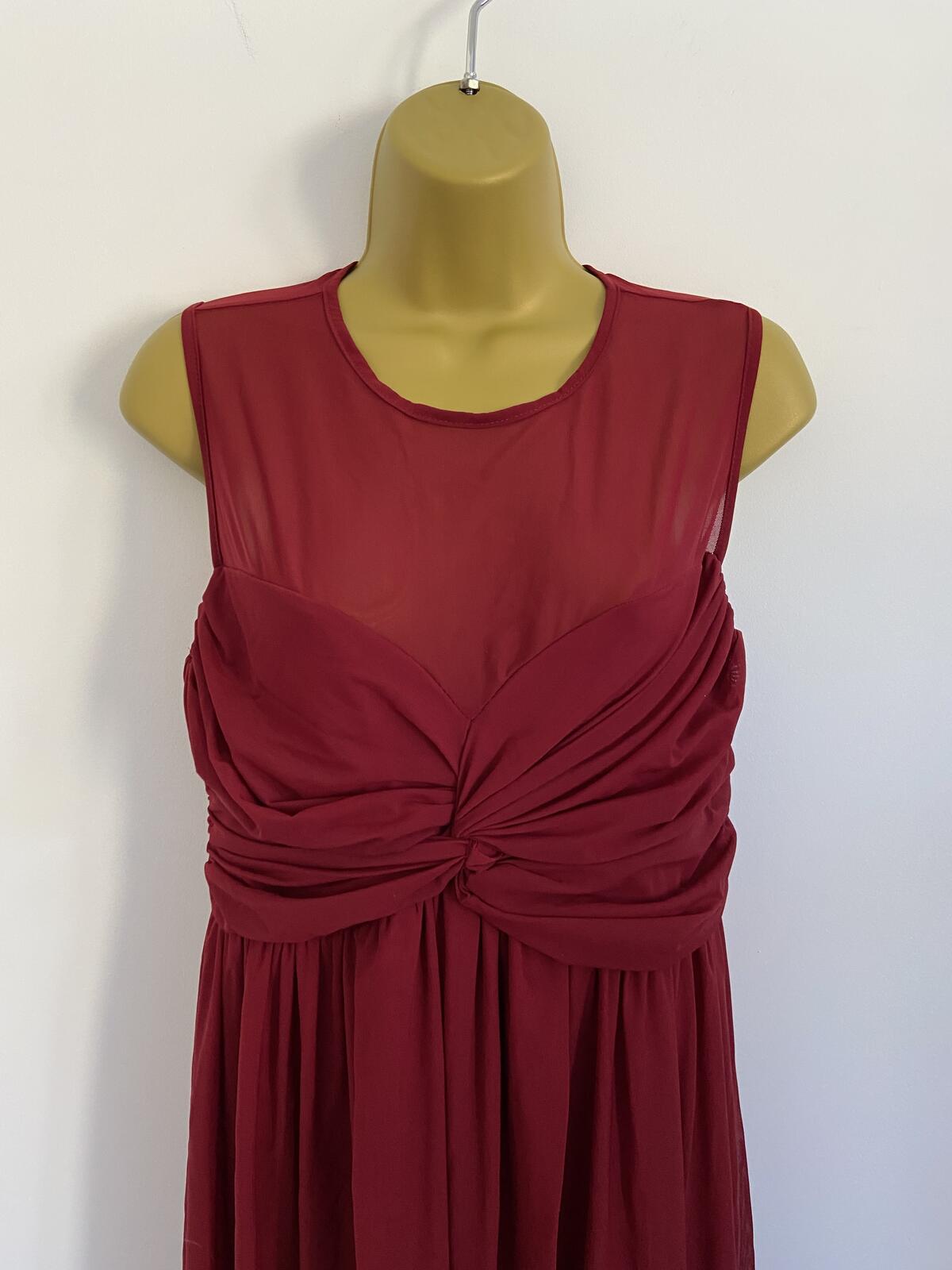 ASOS Women’s Deep Red Sleeveless Mesh Overlay Cocktail Dress Size 12