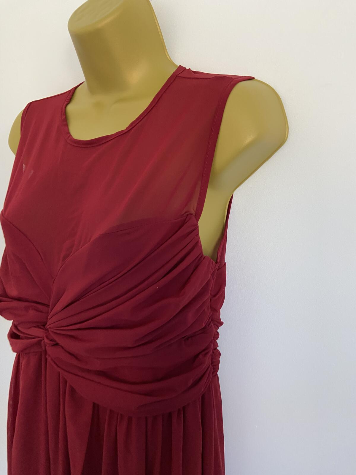 ASOS Women’s Deep Red Sleeveless Mesh Overlay Cocktail Dress Size 12