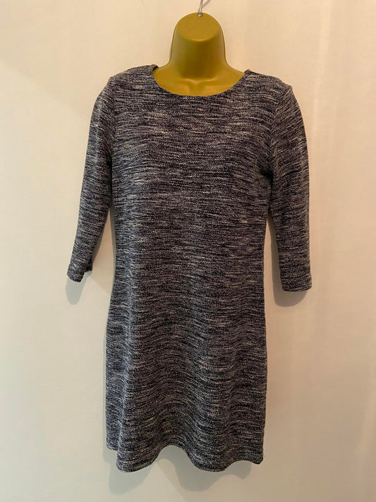 Crew Clothing Size 10 Navy Blue Knit Mini Dress Zip Back Cotton Blend Texture