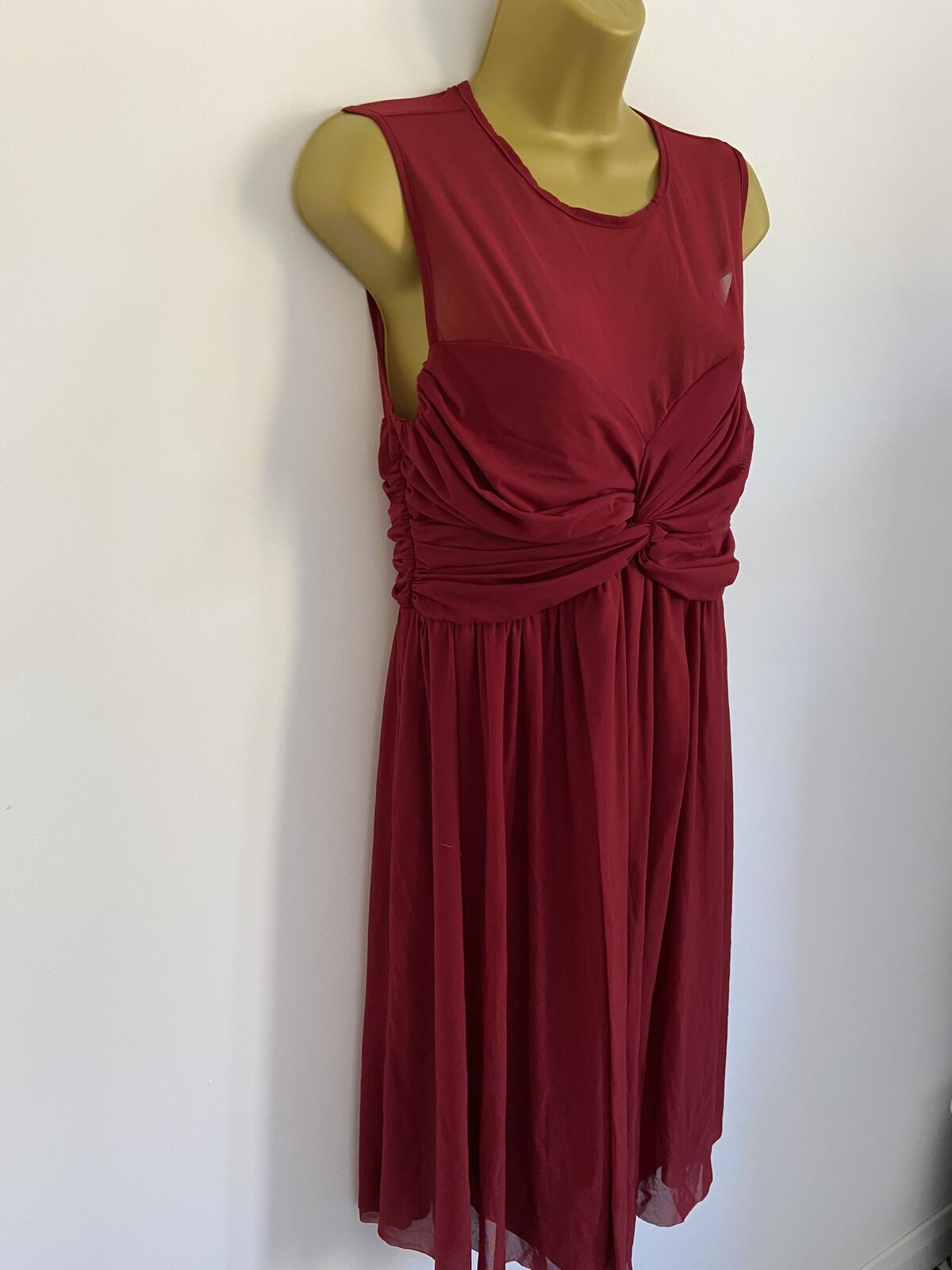 ASOS Women’s Deep Red Sleeveless Mesh Overlay Cocktail Dress Size 12